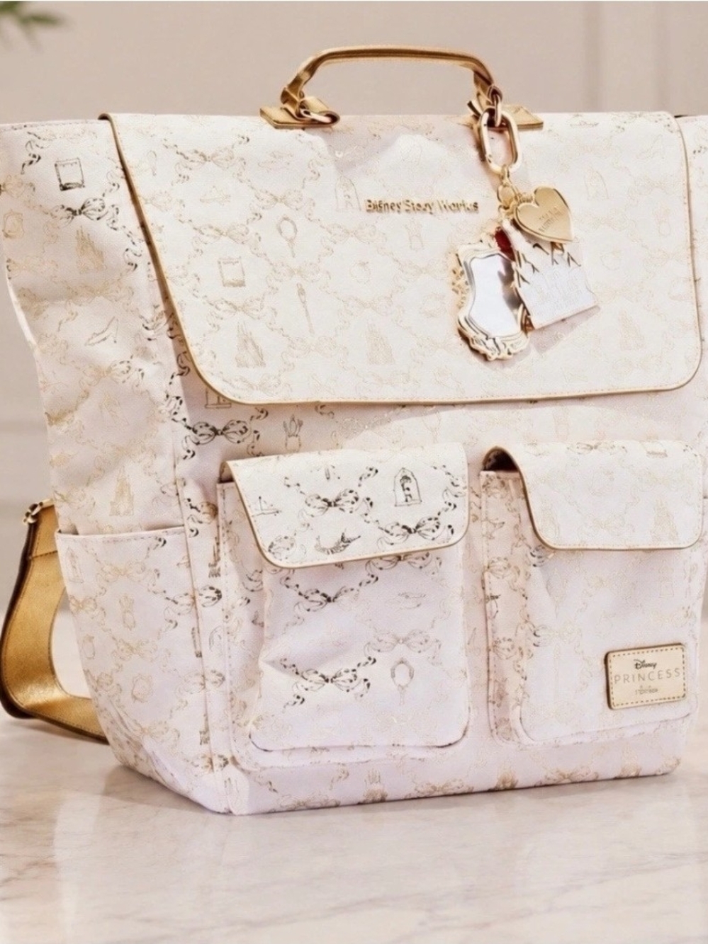Bath & Body Works Cream Backpack Tote with Gold Accents